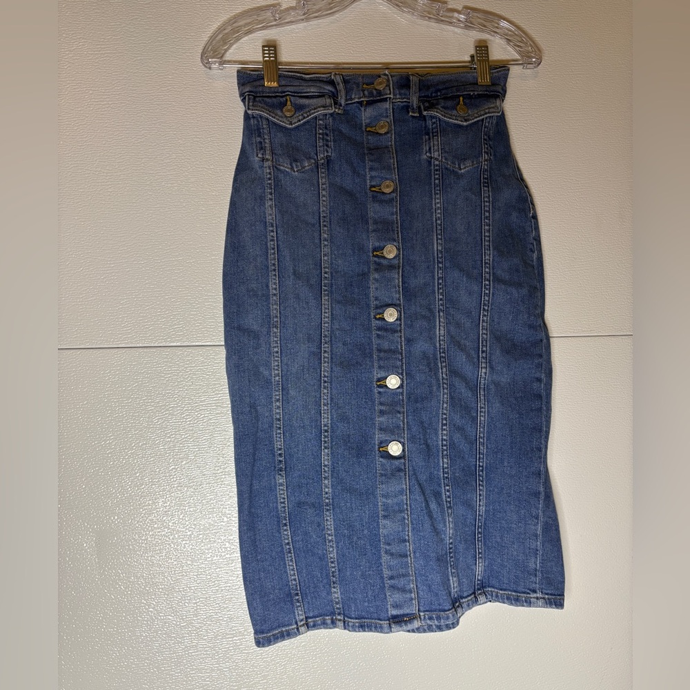 GAP Blue‎ Denim Vintage Waist Accentuating Pencil Skirt SZ 25 regular